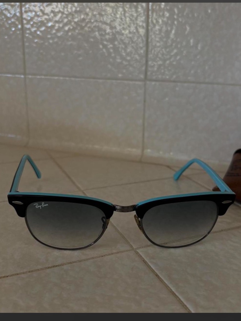 Ray-Ban Clubmaster Sunglasses - Black & Light Blue